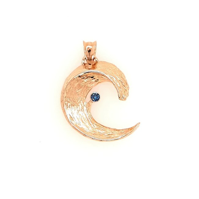 TQ Original blue diamond (0.07ct) "Wave of Life" pendant, 14k yellow gold