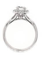 Diamond (0.16 ctw) halo twisted engagement setting, 14k white gold, shown with a cz, center stone not included