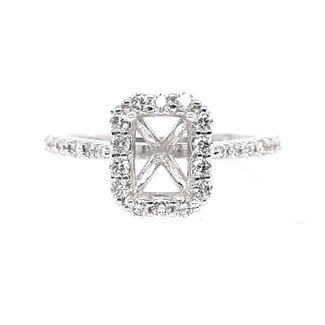 Diamond (.40 ctw) halo setting, 14 kt white gold