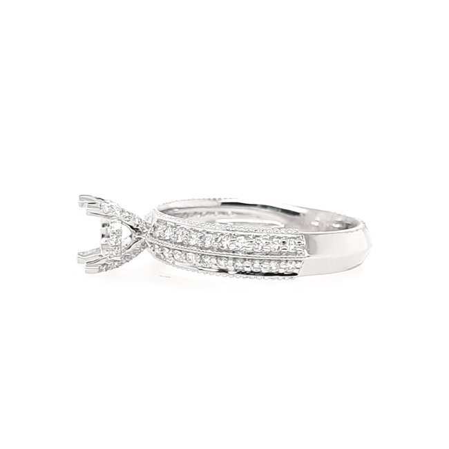 Diamond (0.42 ctw) 2-row beaded edge setting,  14 kt white gold