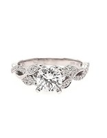 Sculpted Leaf Engagement Setting, 0.19 ctw, 14k white gold