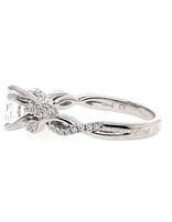 Sculpted Leaf Engagement Setting, 0.19 ctw, 14k white gold