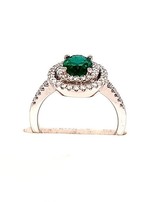 1.36ct emerald, 0.40ctw diamond oval/double halo ring, 14k white gold