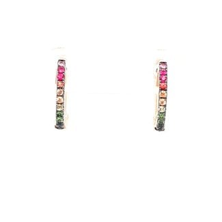 0.10ctw sapphire ruby garnet huggie hoops 14k yellow gold