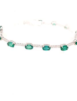 5.33ctw emerald 0.42ctw diamond bracelet 14k white gold