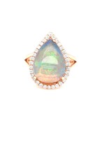 Opal (3.58 ct) And Diamond (0.34 ctw) Ring