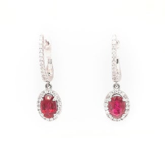 Ruby (1.18) And Diamond (0.21 ctw) Dangle Earrings