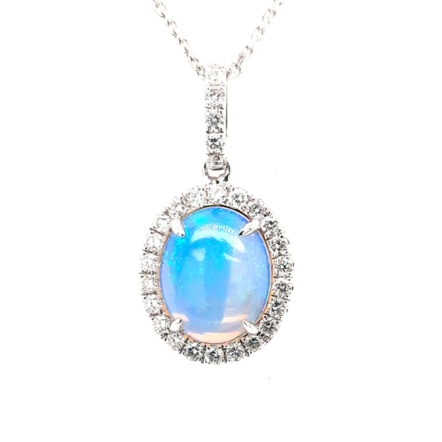 Opal shop halo necklace
