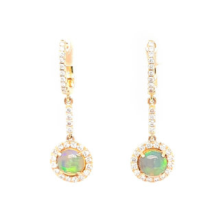 1.70ctw opal 0.60ctw diamond dangle earrings 14k yellow gold