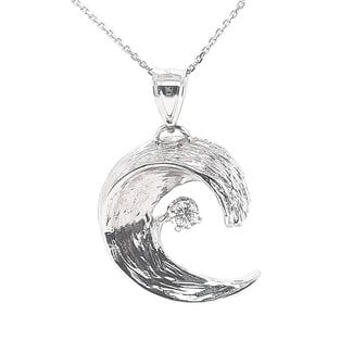 TQ Original diamond (0.33 ct) "Wave" pendant, 14k white gold