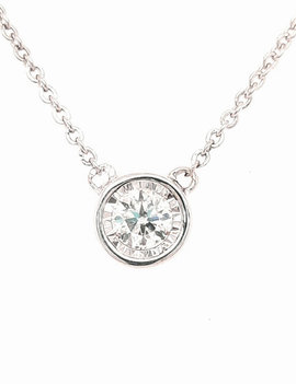 0.48ctw diamond round bezel set necklace 14k white gold