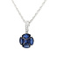 Sapphire(0.77ctw) round cluster necklace, 14k white gold