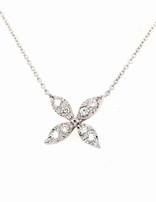 0.30ctw diamond floral necklace 14k white gold