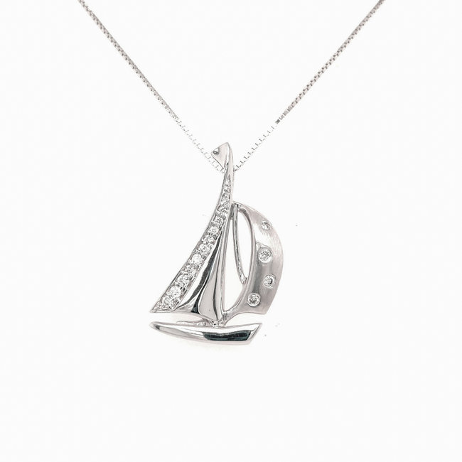 0.11ctw diamond sailboat pendant 14k white gold