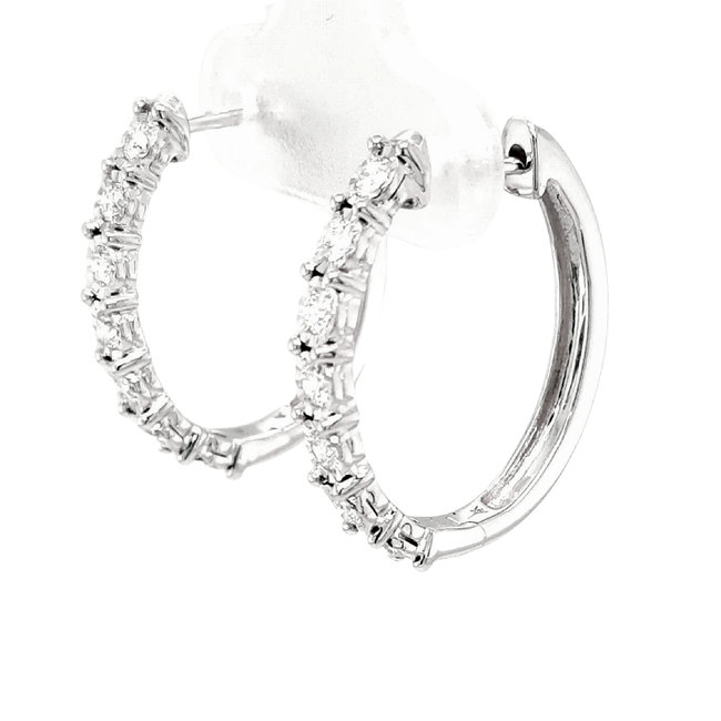 Diamond (0.50ctw) illusion set round hoop earrings, 14k white gold
