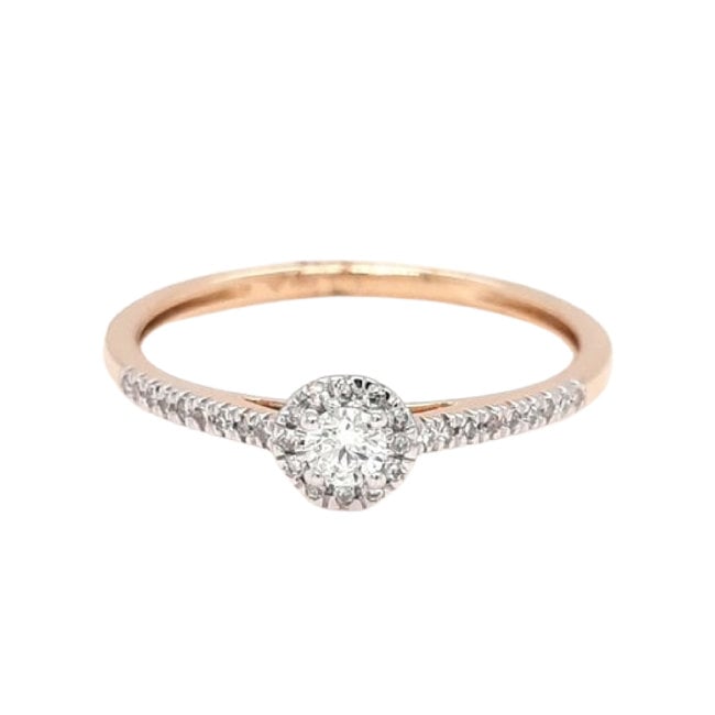 Diamond (0.20 ctw) halo engagement ring, 14k yellow gold