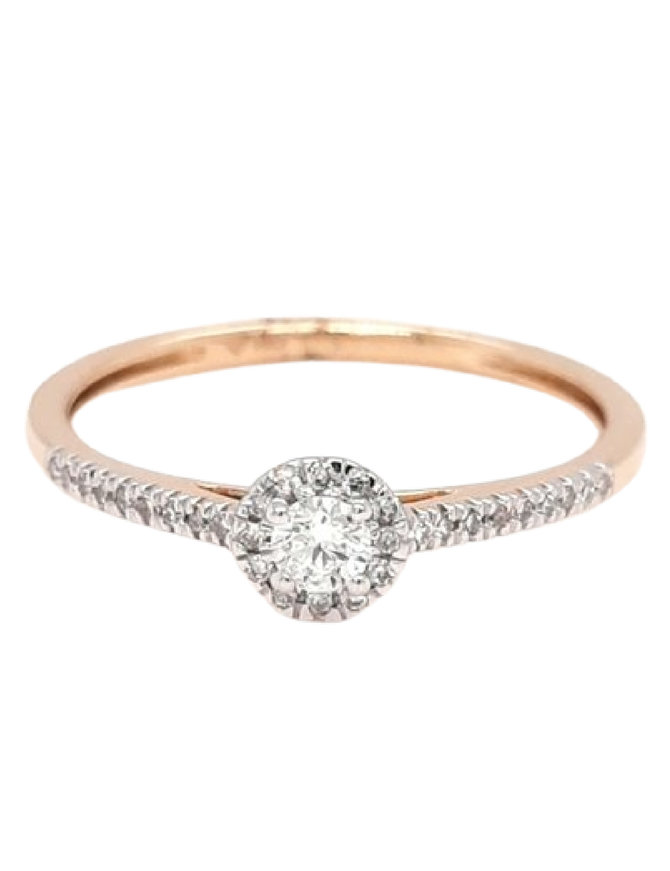 Diamond (0.20 ctw) halo engagement ring, 14k yellow gold