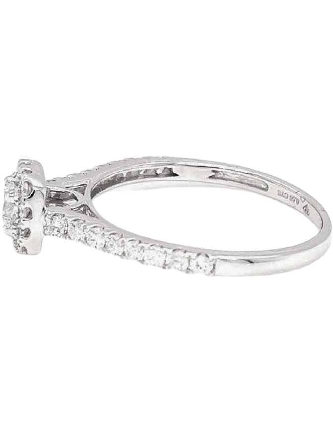 Diamond (0.54 ctw) square halo engagement ring 14k white gold