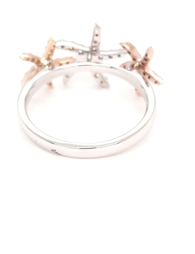 Diamond (0.41ctw) 3 starfish ring 14k white/rose/yellow gold