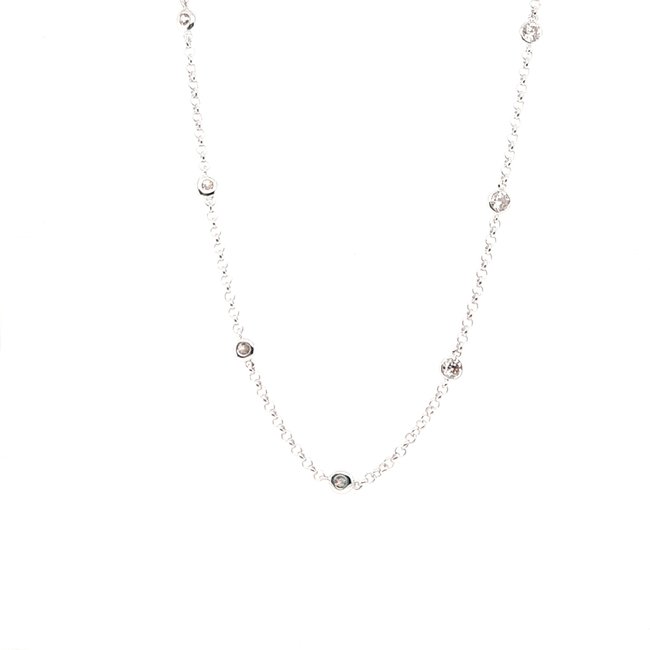 Diamond (1.46ctw) by yard necklace, 14k white gold