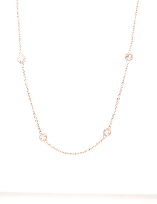 Diamond (0.72ctw) by the yard necklace, 14k rose gold