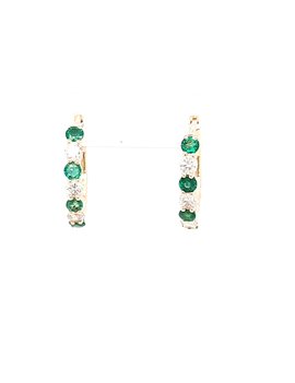Emerald (0.52ctw) & diamond (0.41ctw) hoop earrings