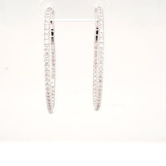 Diamond (1.33ctw) oval hoop earrings 14k white gold