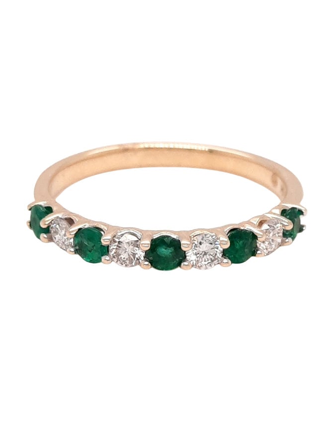 Emerald (0.38ctw) diamond (0.27ctw) band ring 14k yellow gold