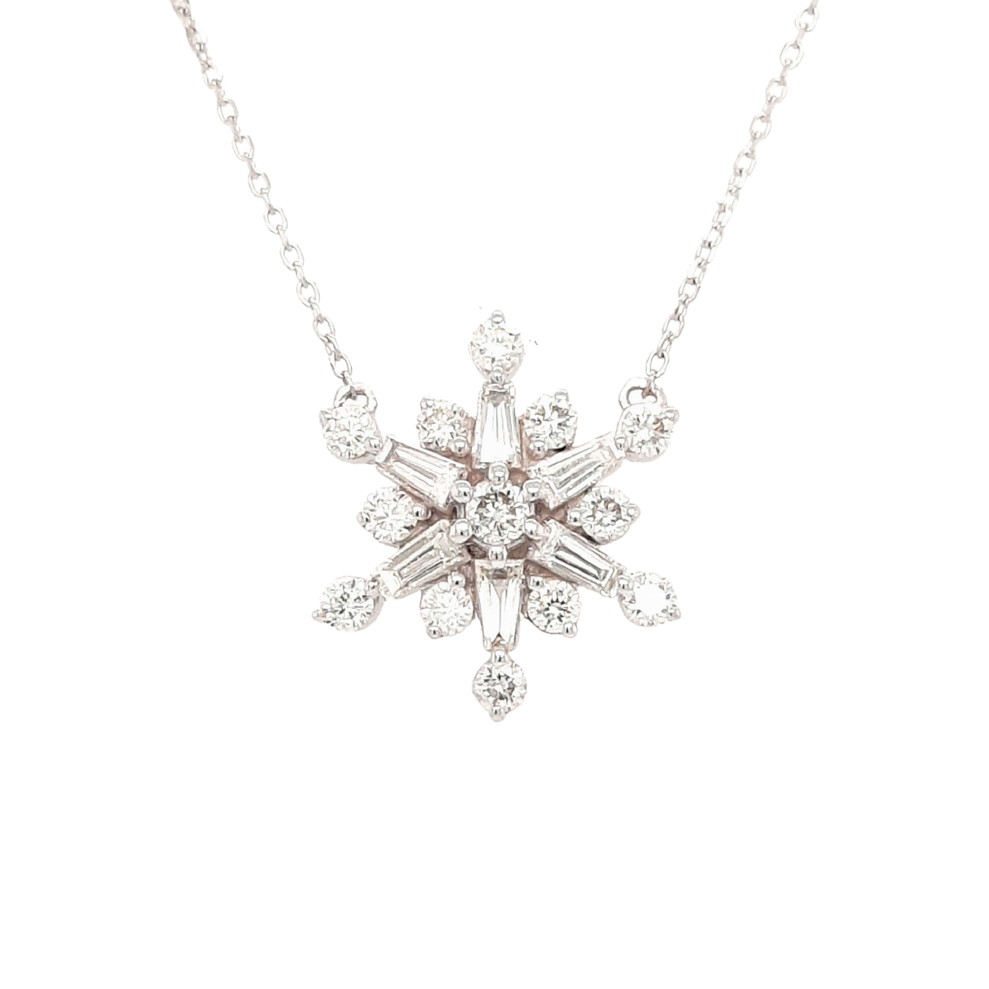Diamond Wintertime Snowflake Pendant Necklace 14k White Gold 0.04ct - AD2212