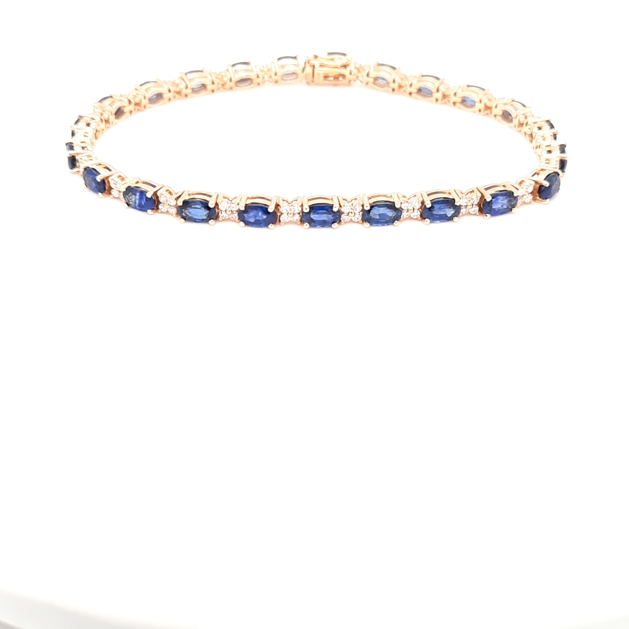 9 Carat Princess-Cut Blue Sapphire Tennis Bracelet 14k White Gold