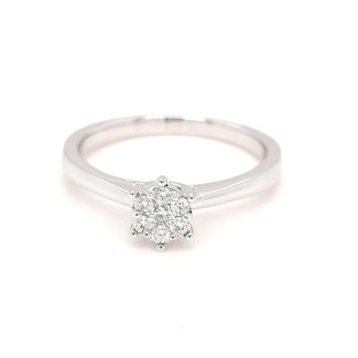 Diamond (0.15ctw) round cluster solitaire ring 14k white gold
