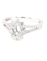 Diamond (0.51ctw) oval halo bridal setting, 14k white gold