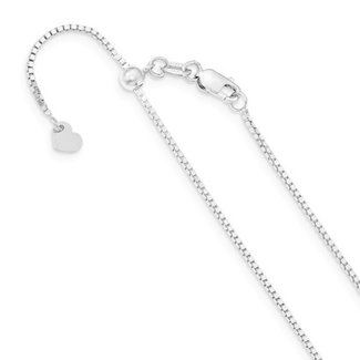 14k white gold box adjustable chain 0.88 mm, 22"