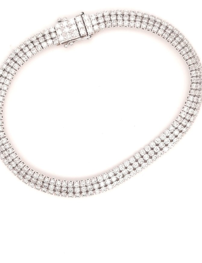 Diamond (4.15 ctw) 3 row tennis bracelet 18k white gold