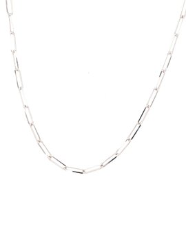 14k white gold paperclip chain, 18"