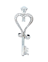 TQ Original diamond (.50ctw) "Key to her Heart" pendant, 14k white gold