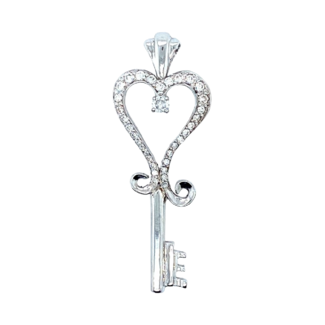 TQ Original Diamond (.50ctw) "Key to her Heart" pendant, 14k white gold