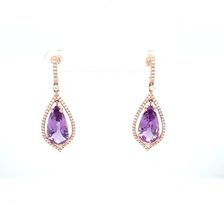 Amethyst (7.75 ctw) & Diamond (0.62 ctw) Dangle Earrings