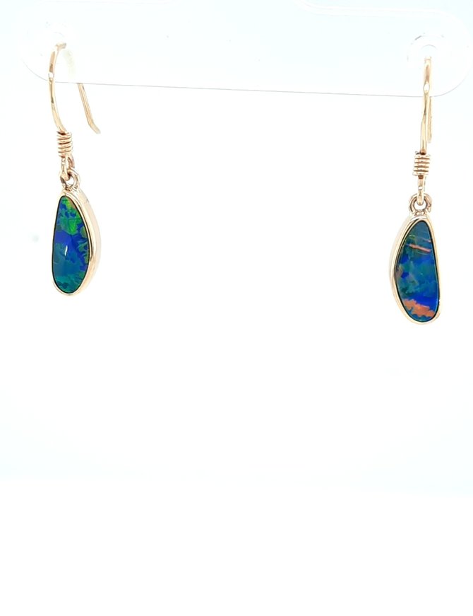 Blue Fire Opal Dangle Earrings 2.55 ctw