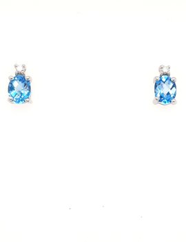 Blue Topaz And Diamond Earrings 0.70 ctw