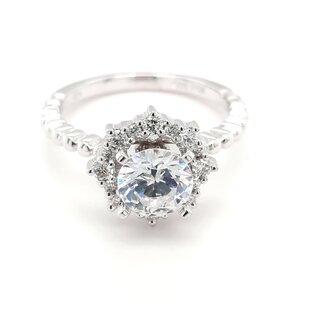 Diamond bridal setting 14k white gold cz ctr