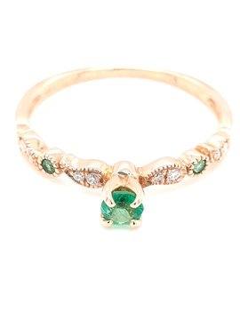 Emerald (0.15ctw) And Diamond (0.04ctw) Ring