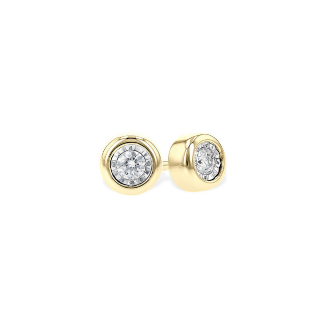 Diamond (0.10ctw) bezel stud earring, 14k yellow gold