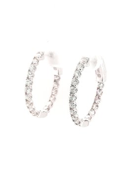 Diamond (0.75ctw) inside/out oval hoop earrings, 14k white gold