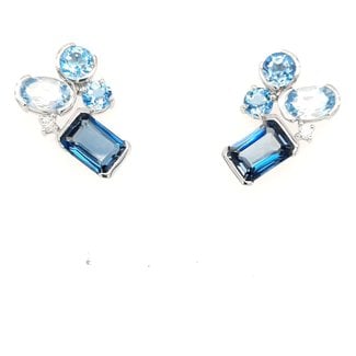 Blue Topaz And Diamond Earrings 4.15 ctw