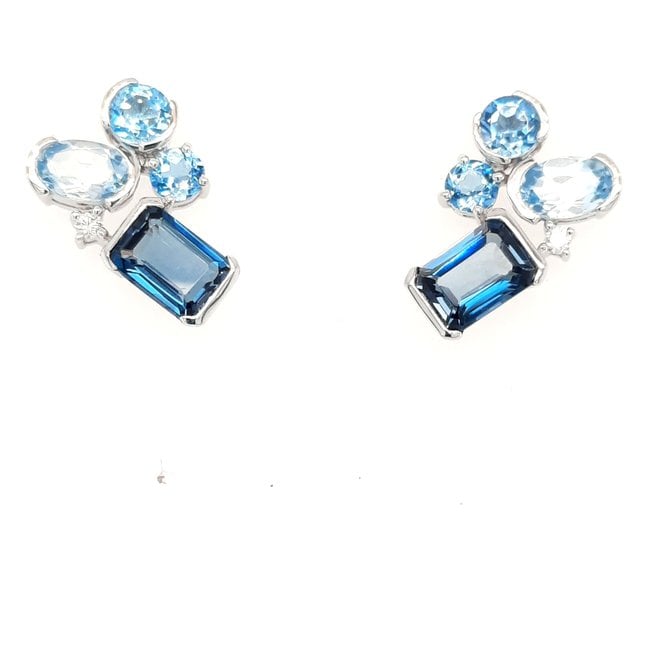 Blue Topaz And Diamond Earrings 4.15 ctw