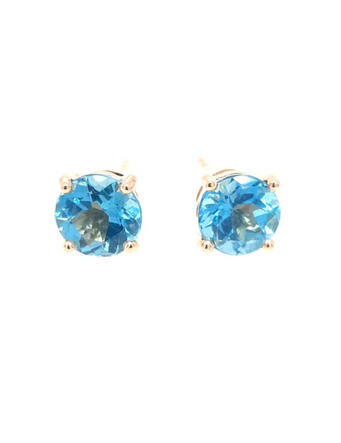 Apatite (1.52 ctw) round stud earrings 18k yellow gold
