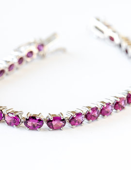 Purple garnet bracelet, sterling silver 8.00"