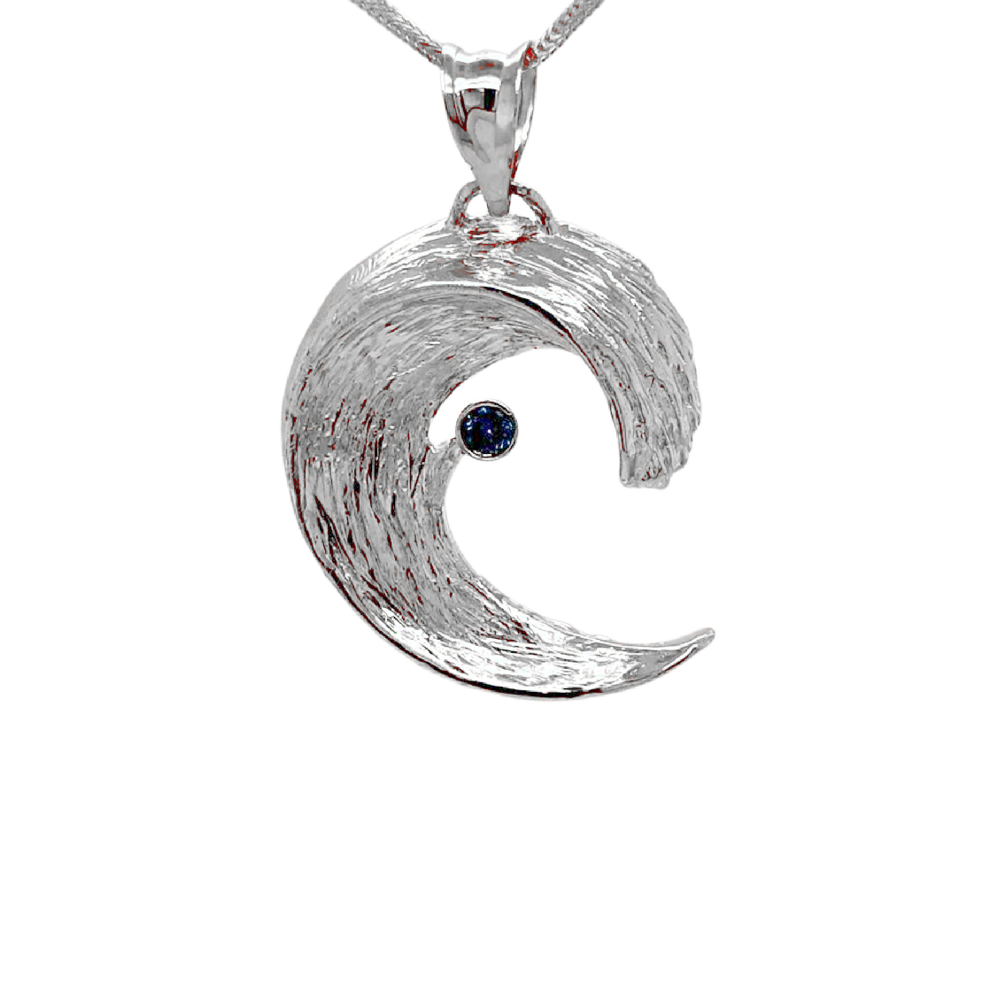 ワンズテーブルNAVANCE WHAT WE WANT TEN to TEN TQ original blue diamond (0.25ct) wave pendant, 14k white