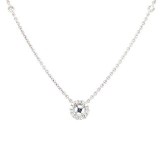 Diamond (0.12 ctw) halo necklace setting 18k white gold 3.99 gr